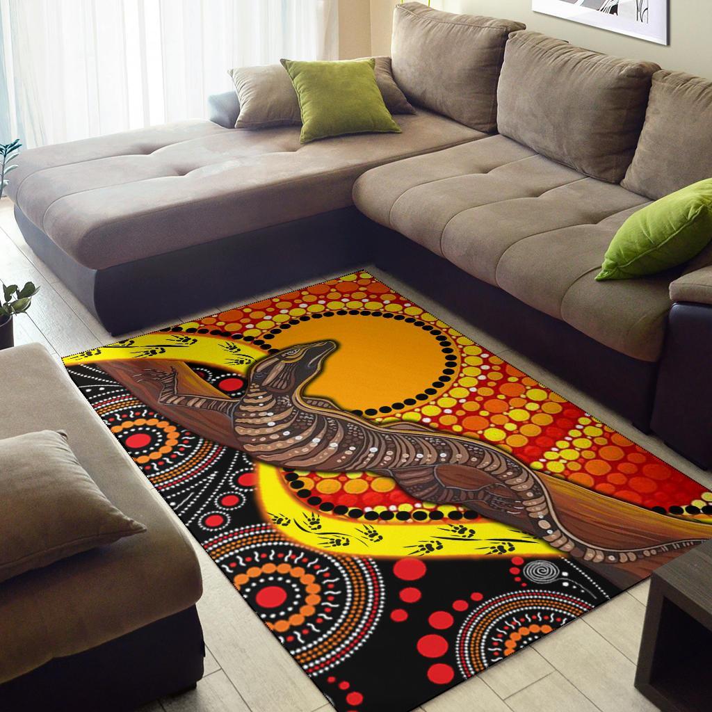 area-rug-australian-aboriginal-dot-painting-sun-and-lizard