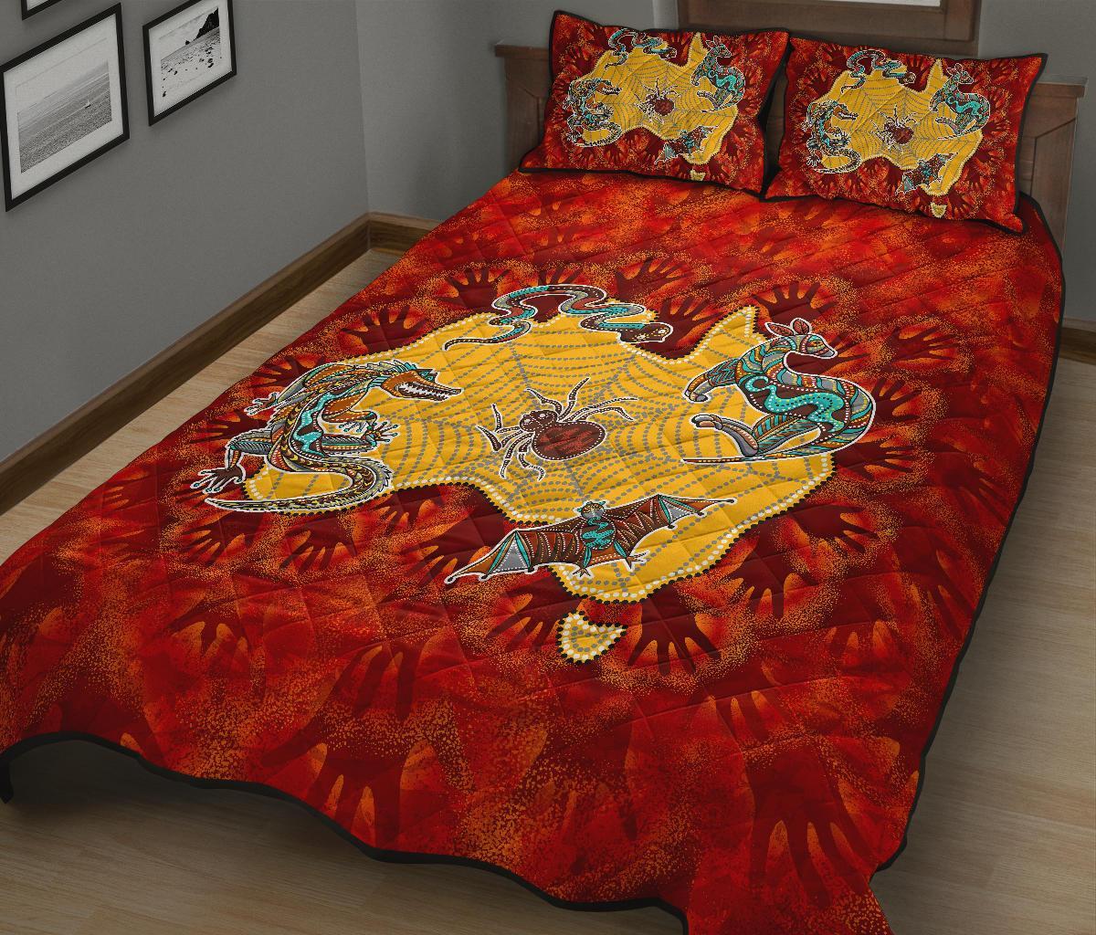 aboriginal-quilt-bed-set-australia-map-hand-patterns-spider-web