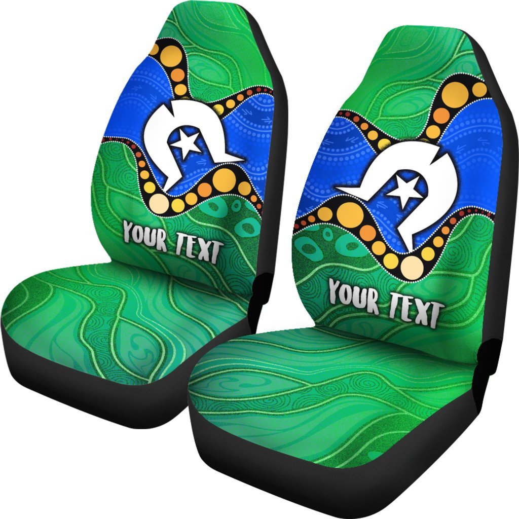 custom-torres-strait-islands-car-seat-covers-flag-with-aboriginal-patterns