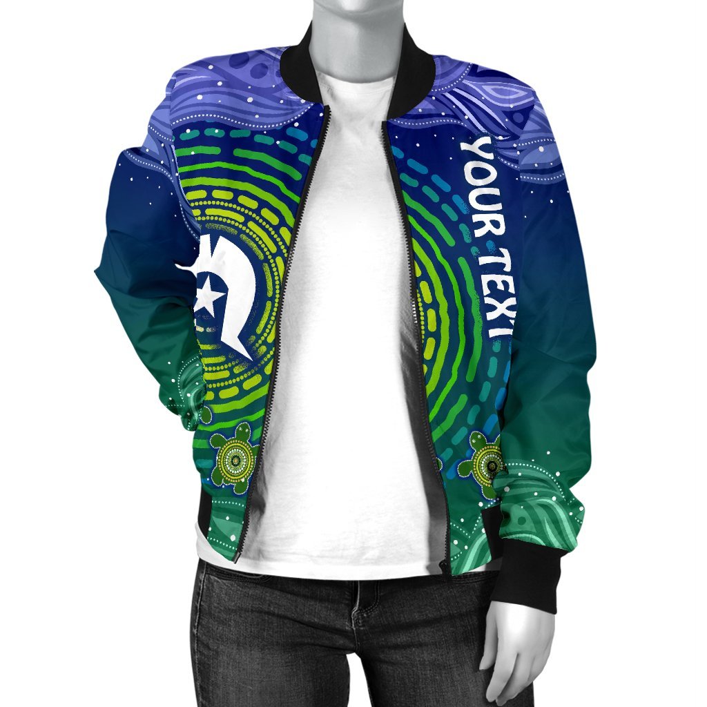 custom-text-torres-strait-islanders-womens-bomber-jacket-aboriginal-turtle