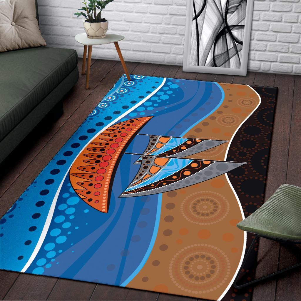 area-rug-aboriginal-dot-painting-depicting-boat