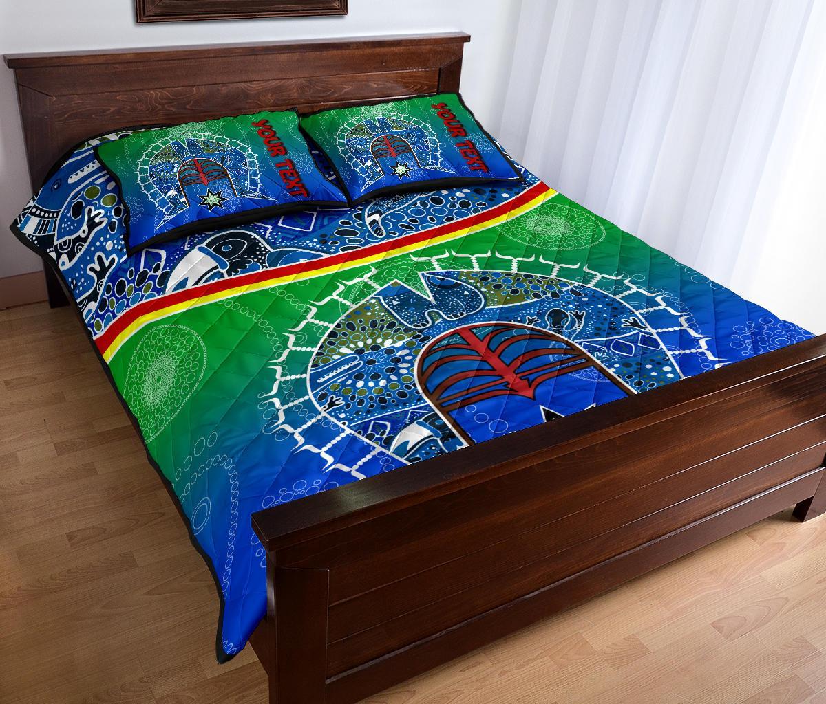 personalised-quilt-bed-set-torres-strait-symbol-with-aboriginal-patterns