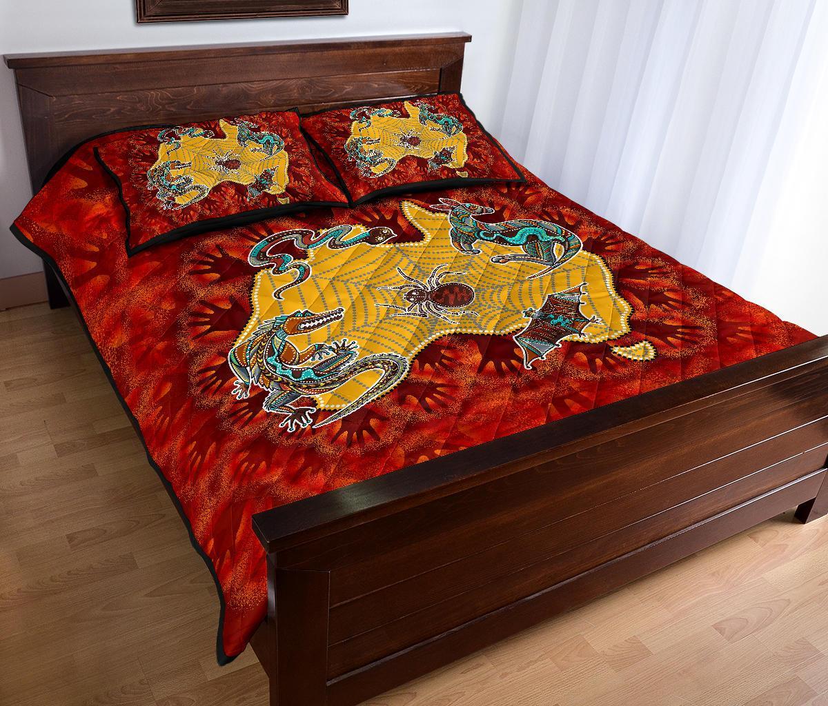 aboriginal-quilt-bed-set-australia-map-hand-patterns-spider-web