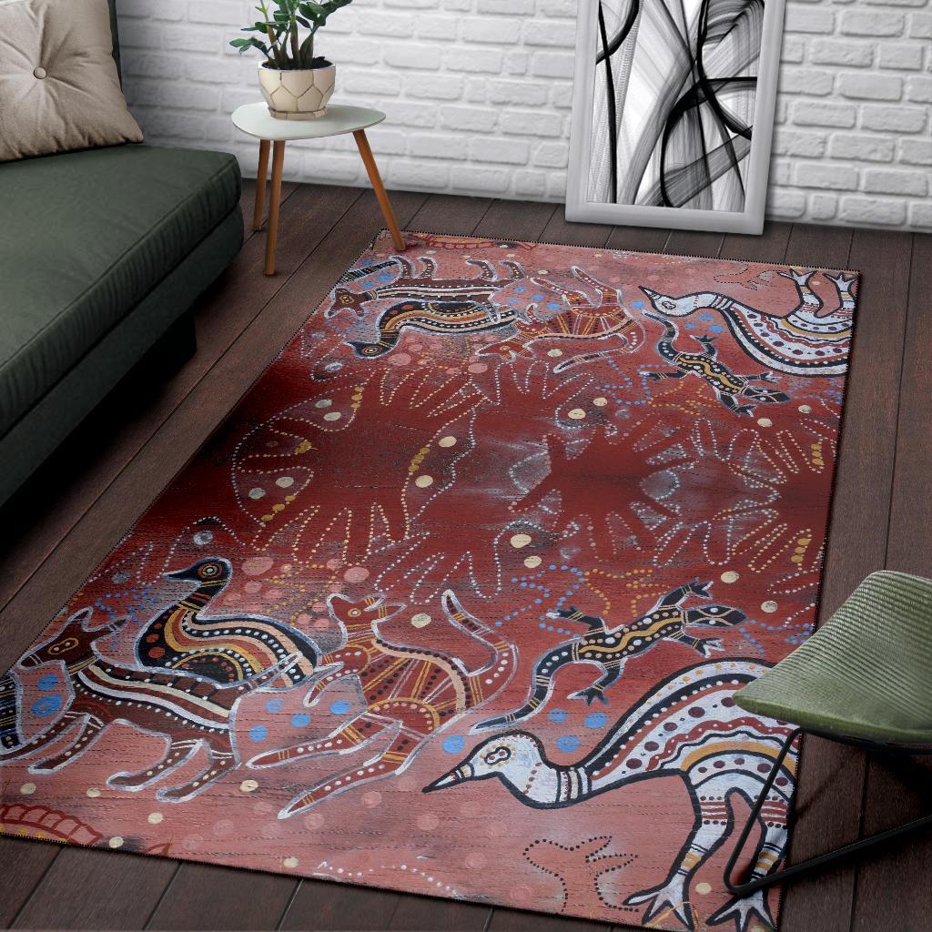 australia-area-rug-aboriginal-art-on-wood-style