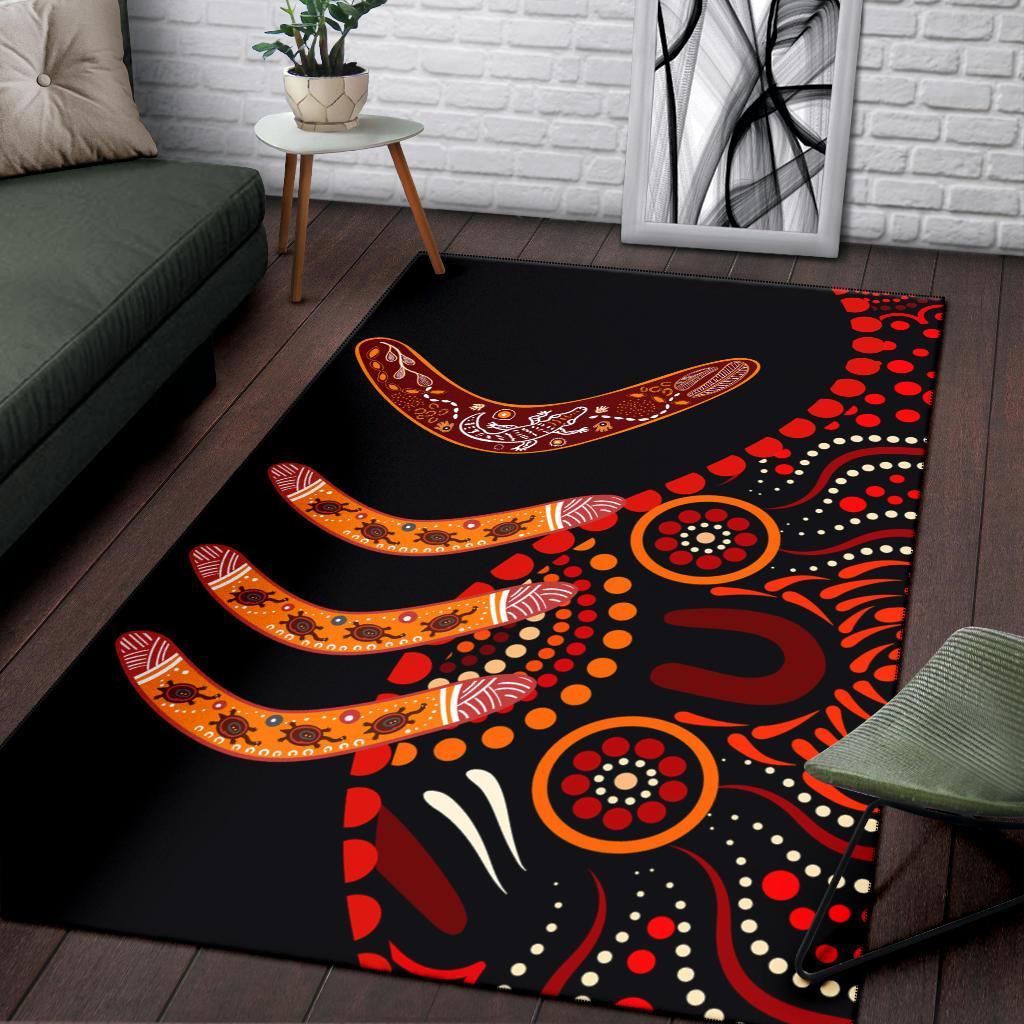 aboriginal-area-rug-aboriginal-boomerangs-with-dot-painting-pattern