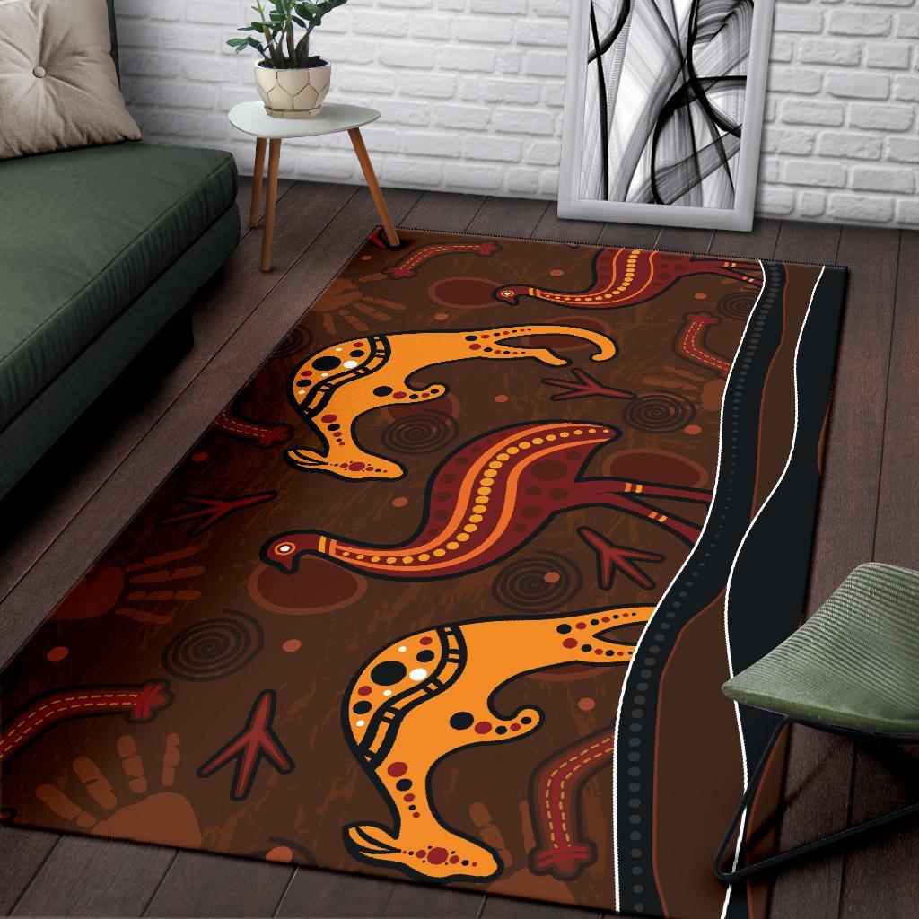 aboriginal-area-rug-indigenous-kangaroo-and-emu-brown-color