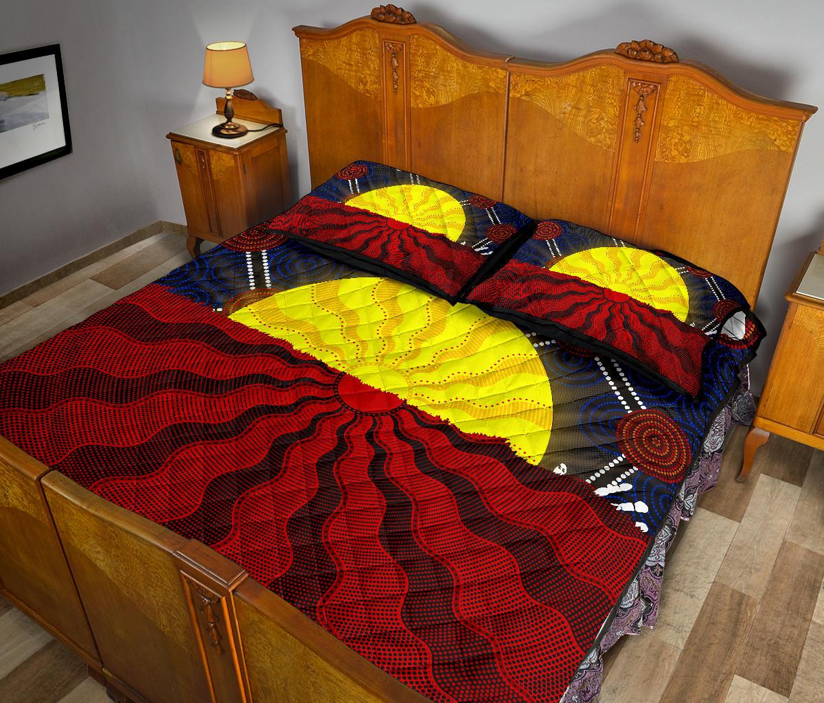 aboriginal-quilt-bed-set-aboriginal-lives-matter-flag-sun-dot-painting