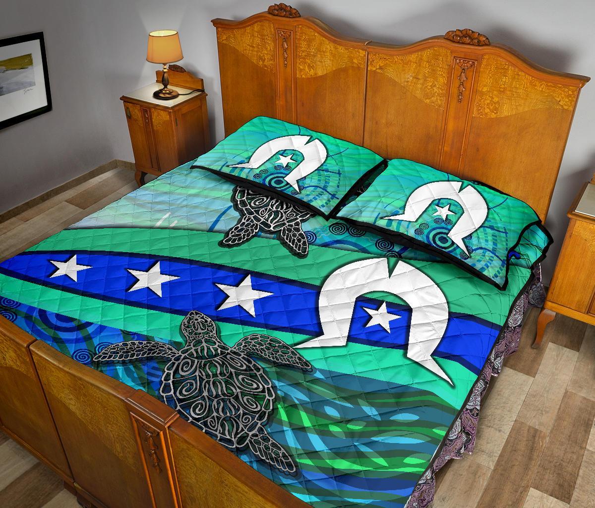 personalised-quilt-bed-set-torres-strait-flag-and-turtle