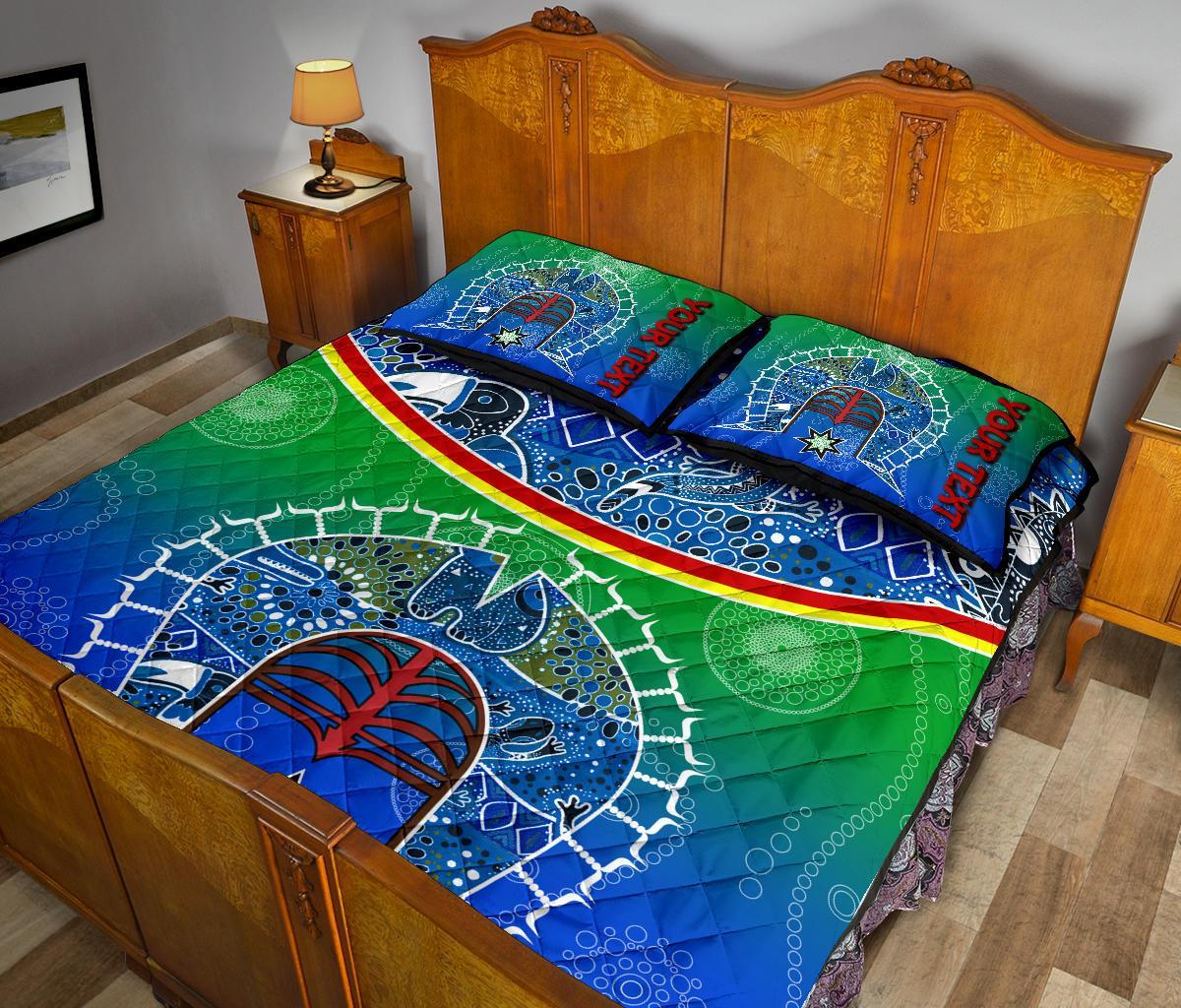 personalised-quilt-bed-set-torres-strait-symbol-with-aboriginal-patterns