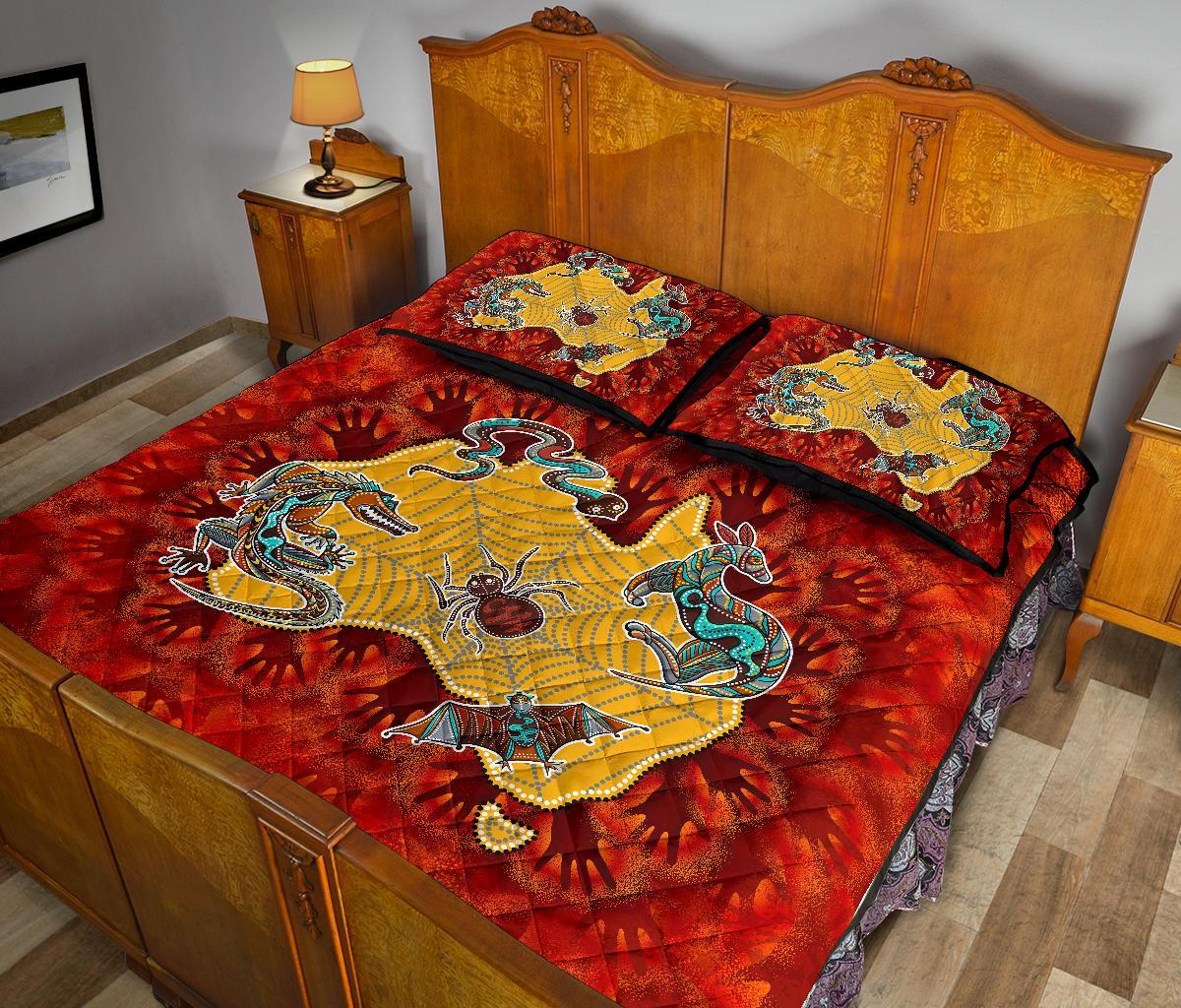 aboriginal-quilt-bed-set-australia-map-hand-patterns-spider-web