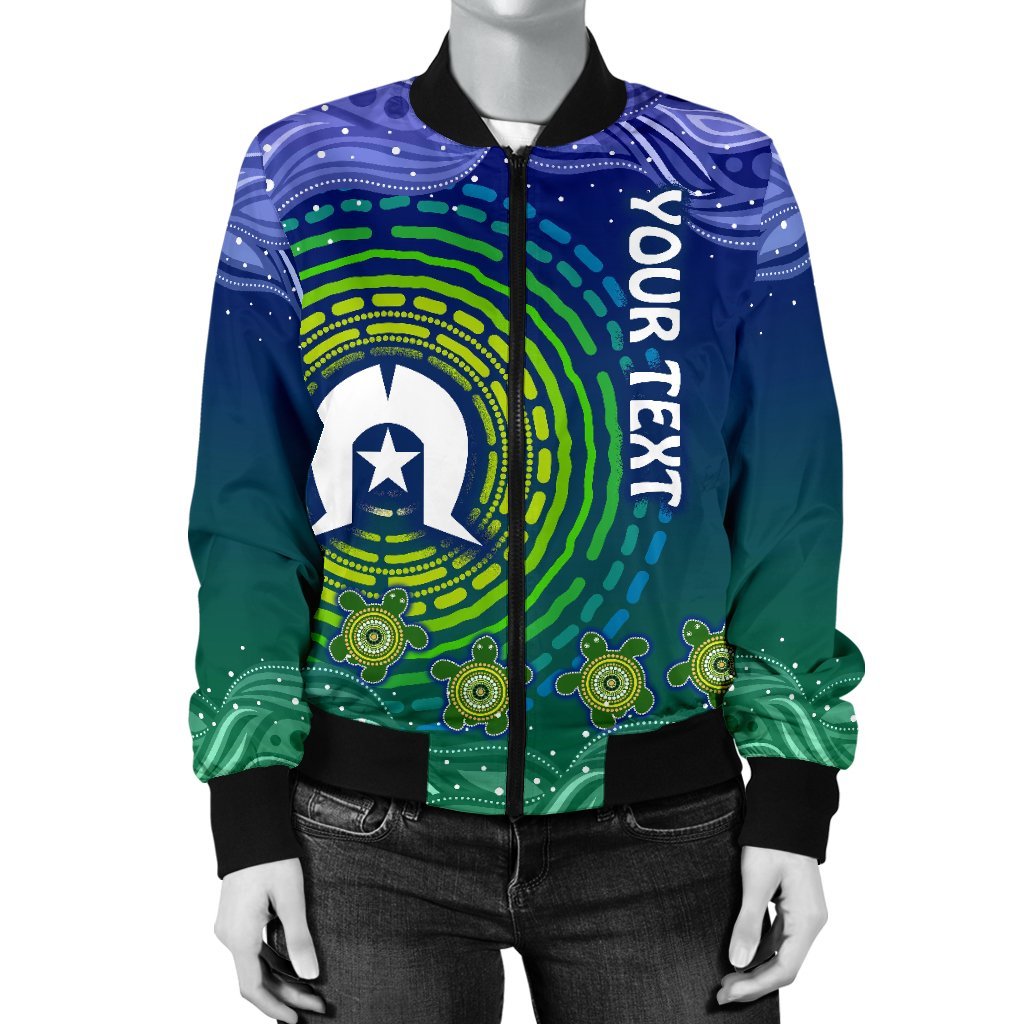 custom-text-torres-strait-islanders-womens-bomber-jacket-aboriginal-turtle