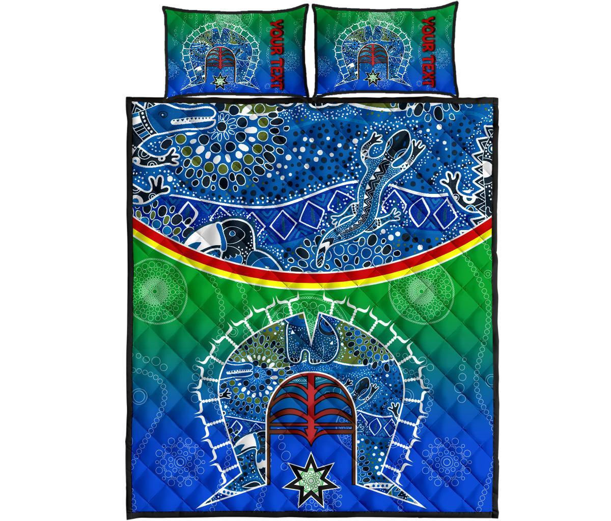 personalised-quilt-bed-set-torres-strait-symbol-with-aboriginal-patterns