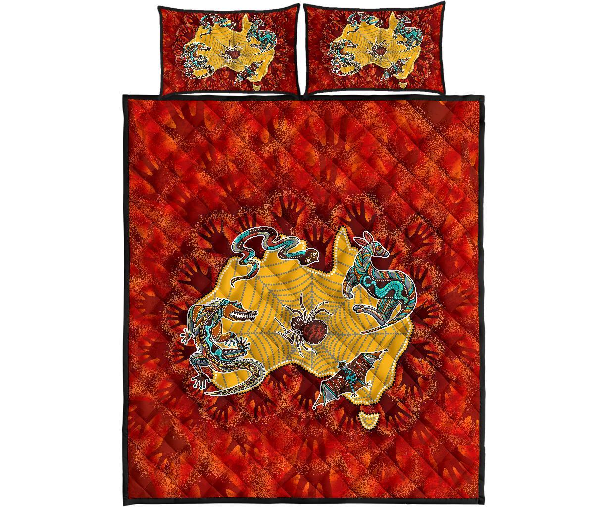 aboriginal-quilt-bed-set-australia-map-hand-patterns-spider-web