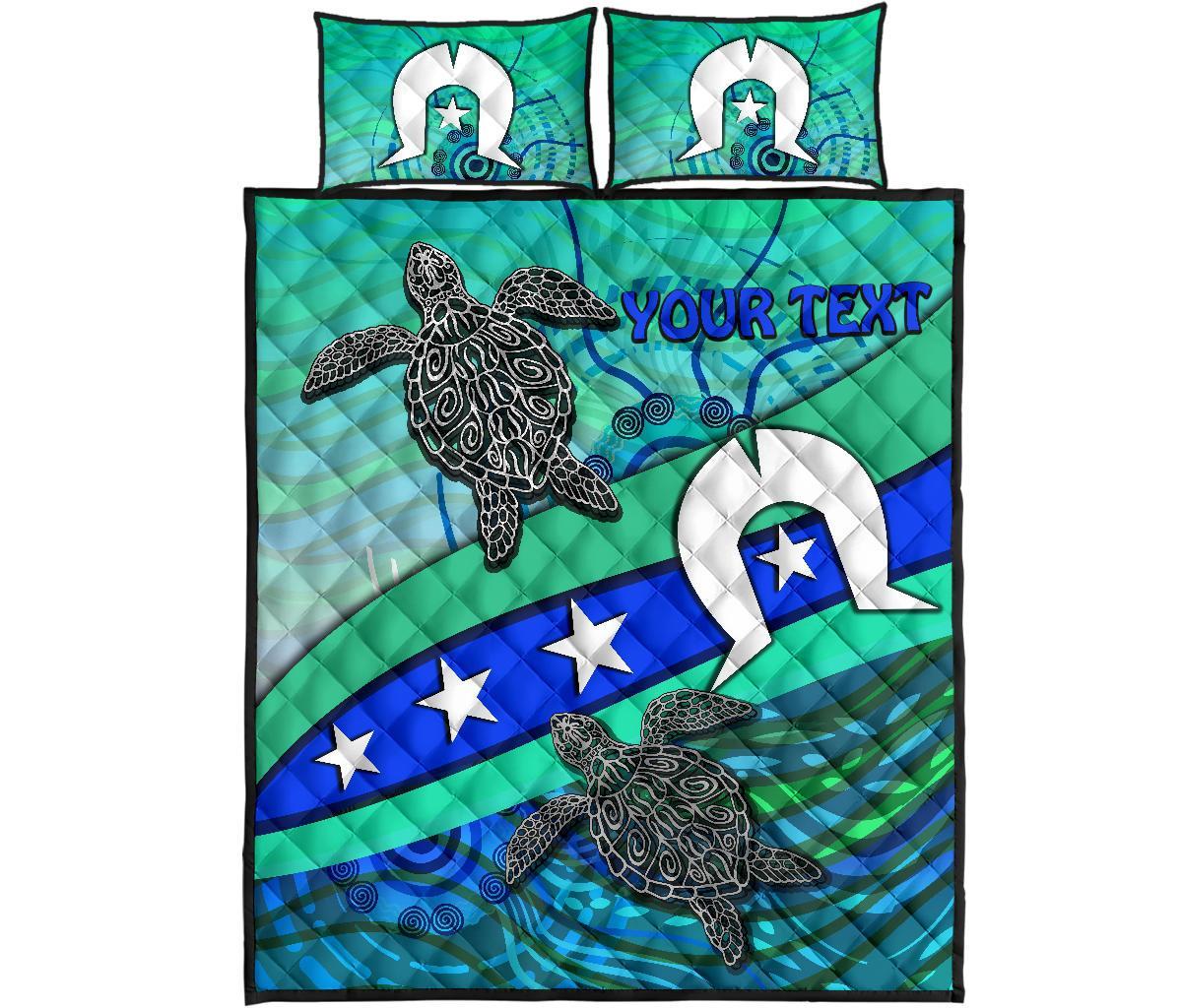 personalised-quilt-bed-set-torres-strait-flag-and-turtle