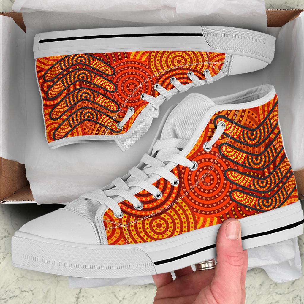 aboriginal-high-top-shoe-aboriginal-boomerangs-and-dot-circle