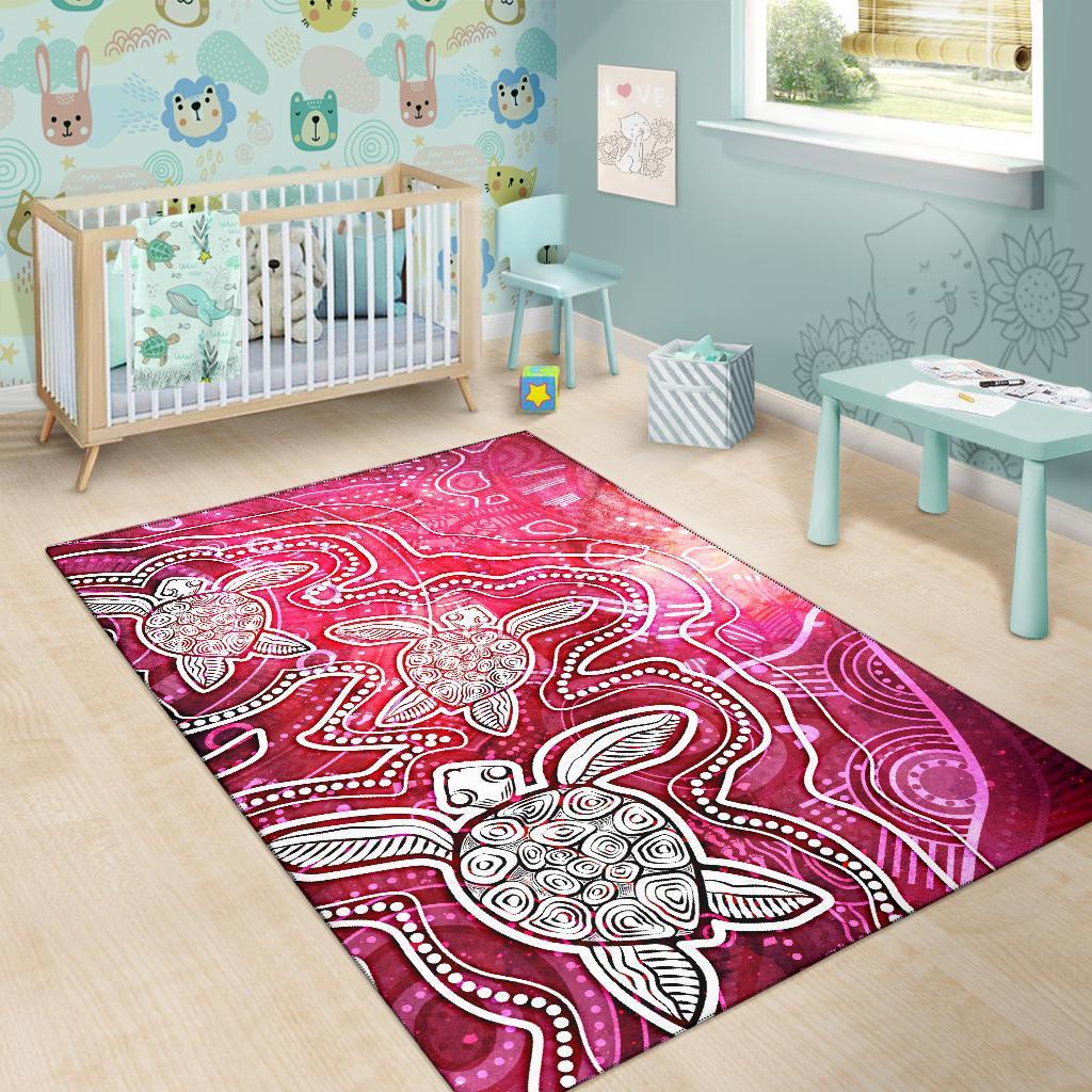 aboriginal-area-rug-sea-turtle-with-indigenous-patterns-pink