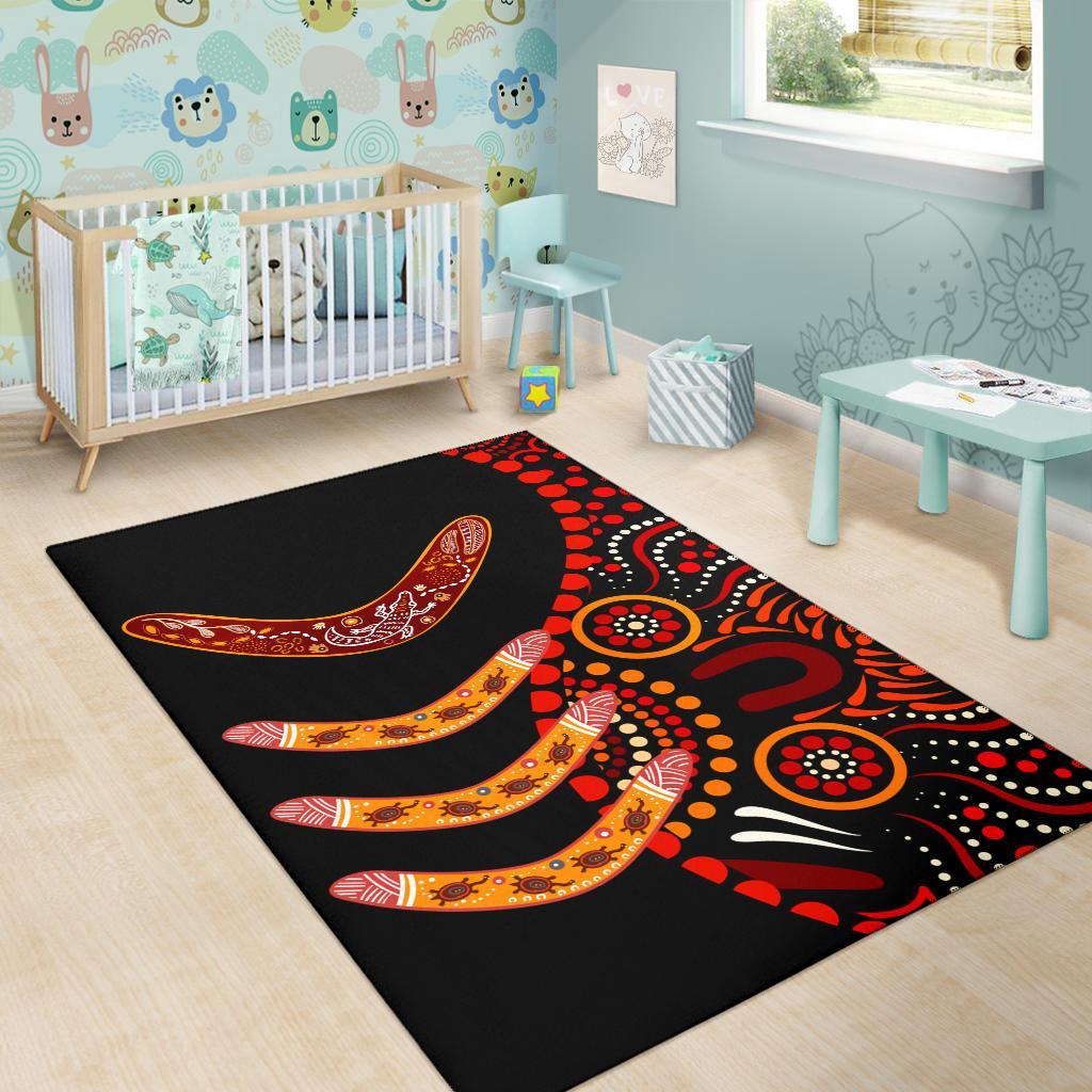 aboriginal-area-rug-aboriginal-boomerangs-with-dot-painting-pattern