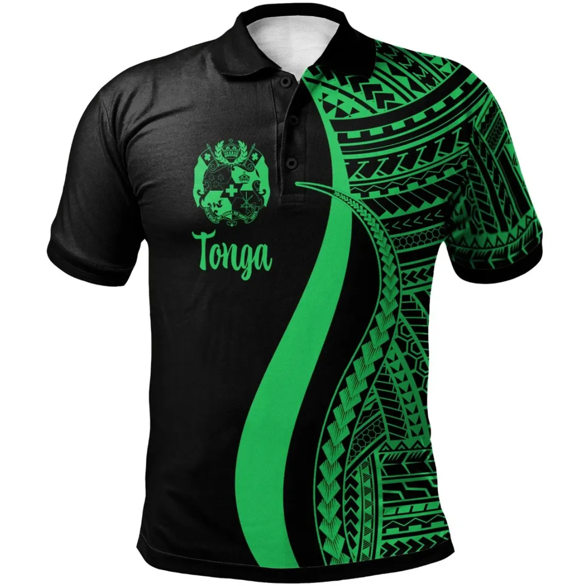 vibe-hoodie-tonga-polo-shirt-green-polynesian-tentacle-tribal-pattern