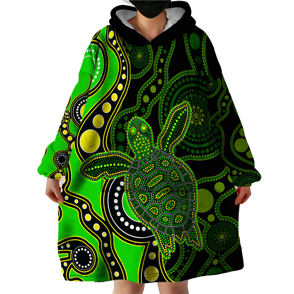 aboriginal-turtle-wearable-blanket-hoodie-green-style