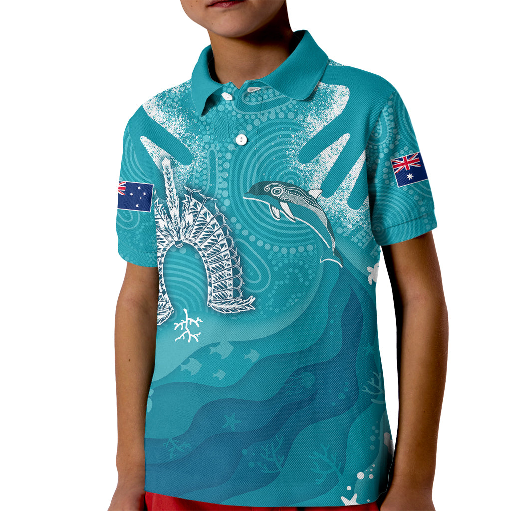 naidoc-week-2023-kid-polo-shirt-for-our-elders-torres-strait-dolphin-aboriginal-dot-arts