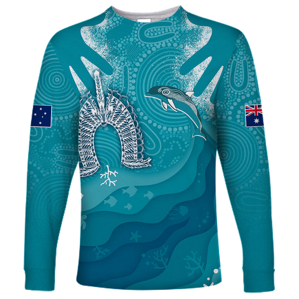 naidoc-week-2023-long-sleeve-shirt-for-our-elders-torres-strait-dolphin-aboriginal-dot-arts