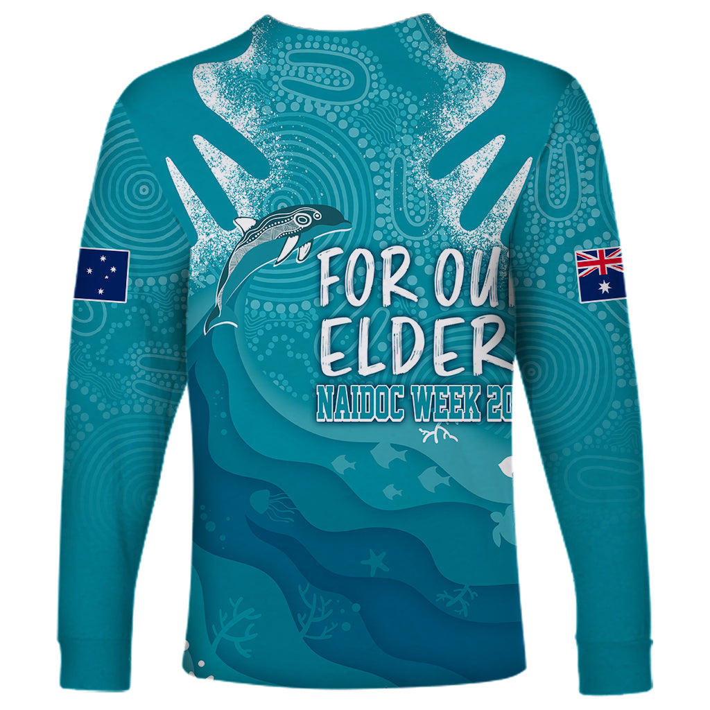 naidoc-week-2023-long-sleeve-shirt-for-our-elders-torres-strait-dolphin-aboriginal-dot-arts