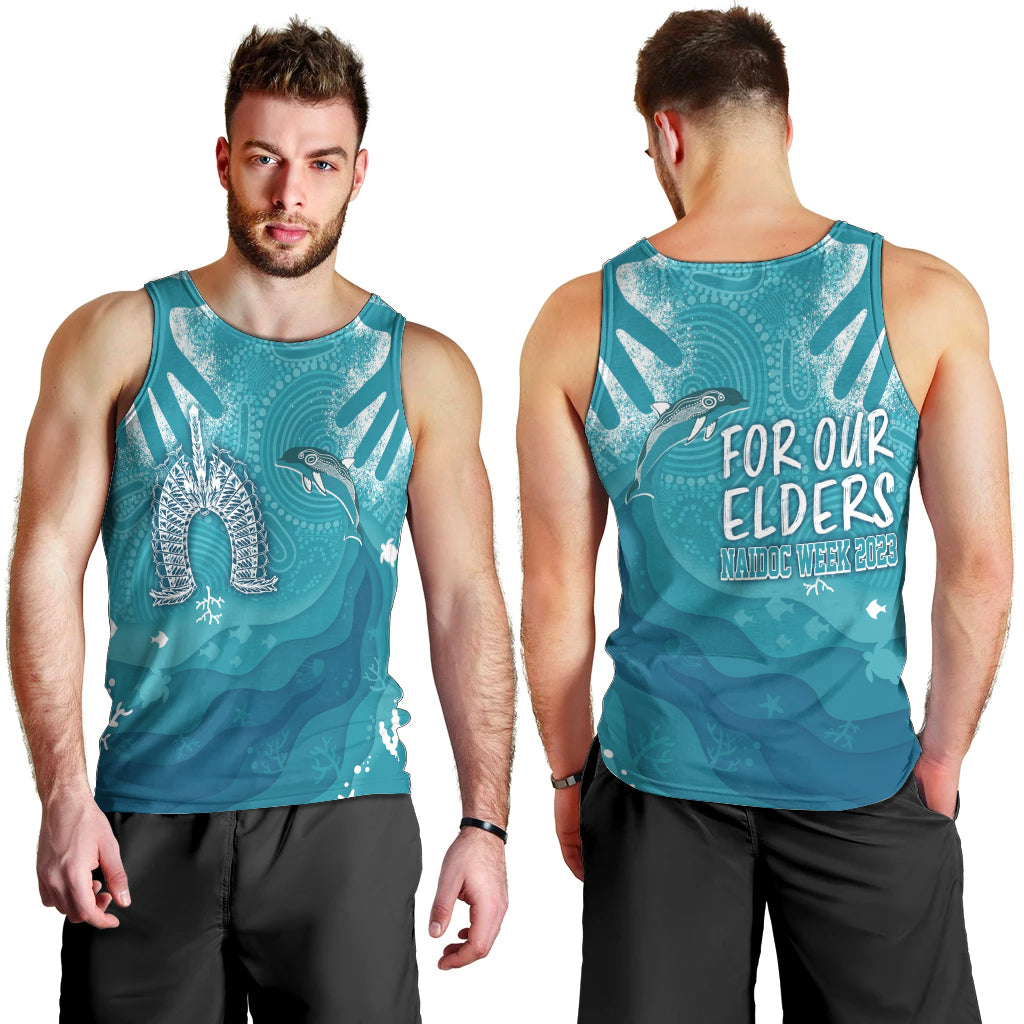 naidoc-week-2023-men-tank-top-for-our-elders-torres-strait-dolphin-aboriginal-dot-arts