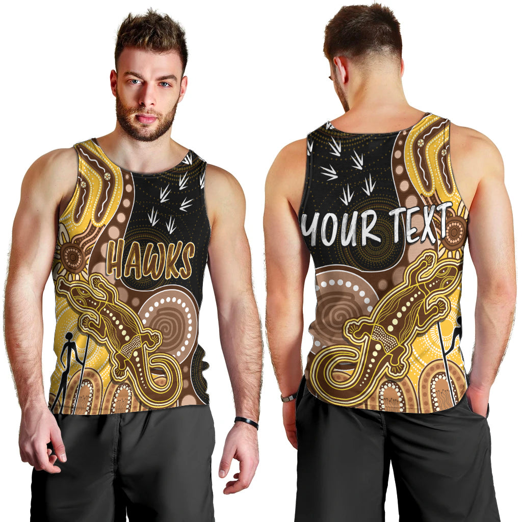 Personalised NAIDOC Week 2023 AFL Hawks Men Tank Top Aboriginal Dot Ar ...