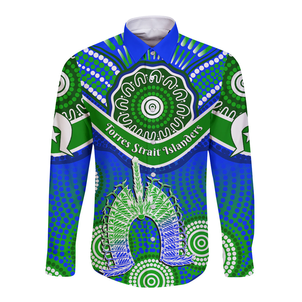 custom-personalised-torres-strait-islanders-long-sleeve-button-shirt-dhari-australian-aboriginal-art