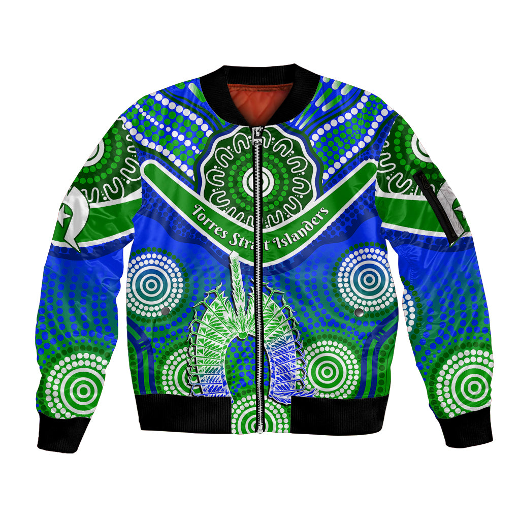 custom-personalised-torres-strait-islanders-sleeve-zip-bomber-jacket-dhari-australian-aboriginal-art