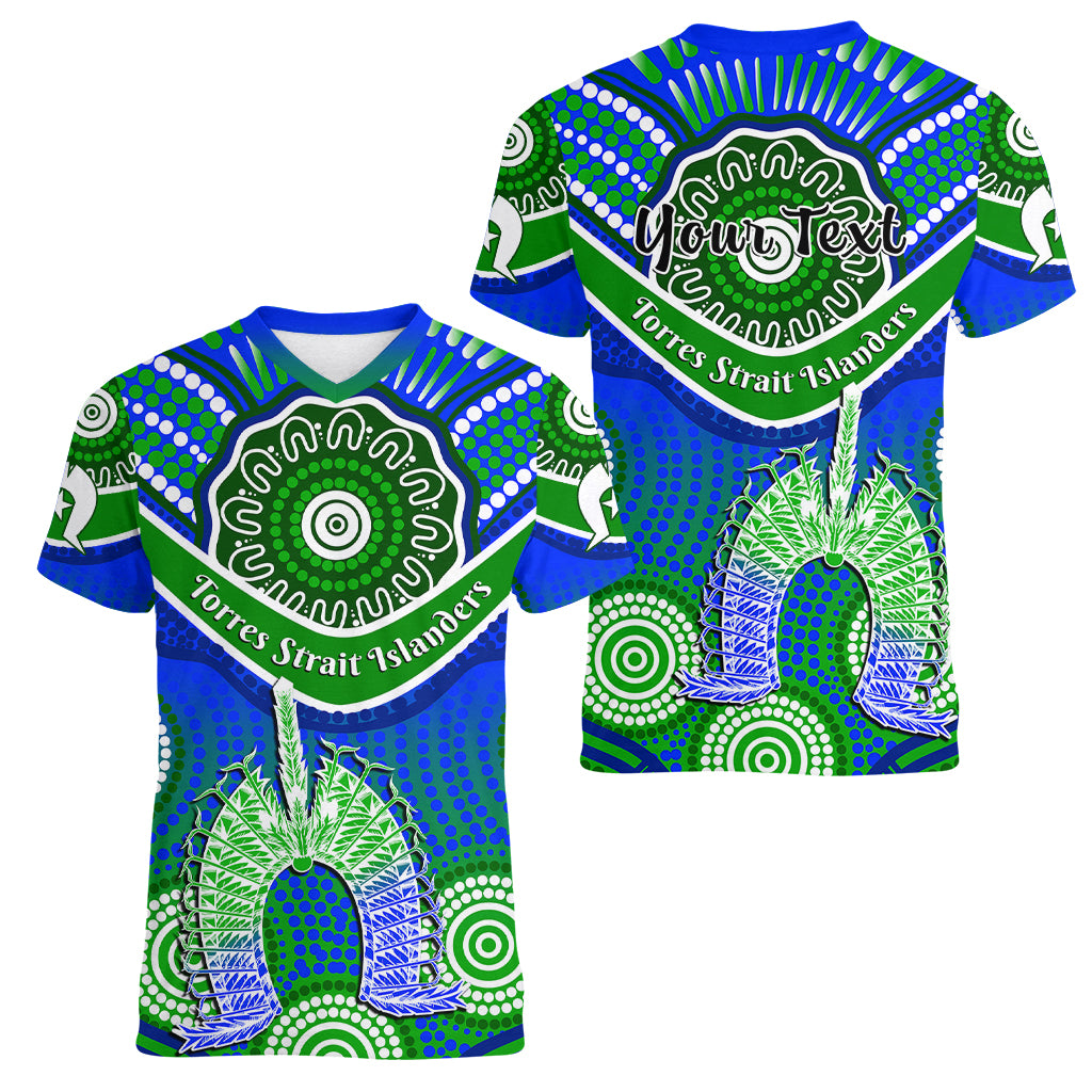 custom-personalised-torres-strait-islanders-women-v-neck-t-shirt-dhari-australian-aboriginal-art