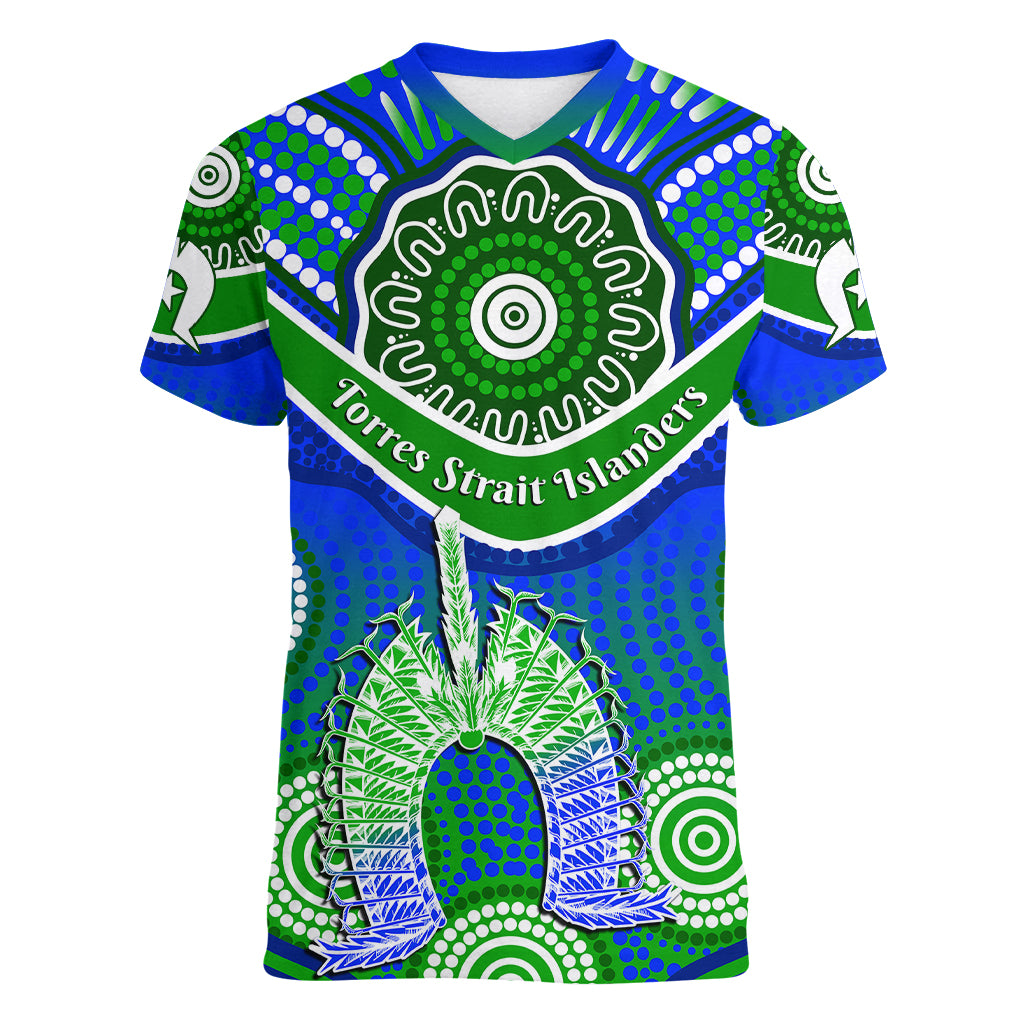 custom-personalised-torres-strait-islanders-women-v-neck-t-shirt-dhari-australian-aboriginal-art