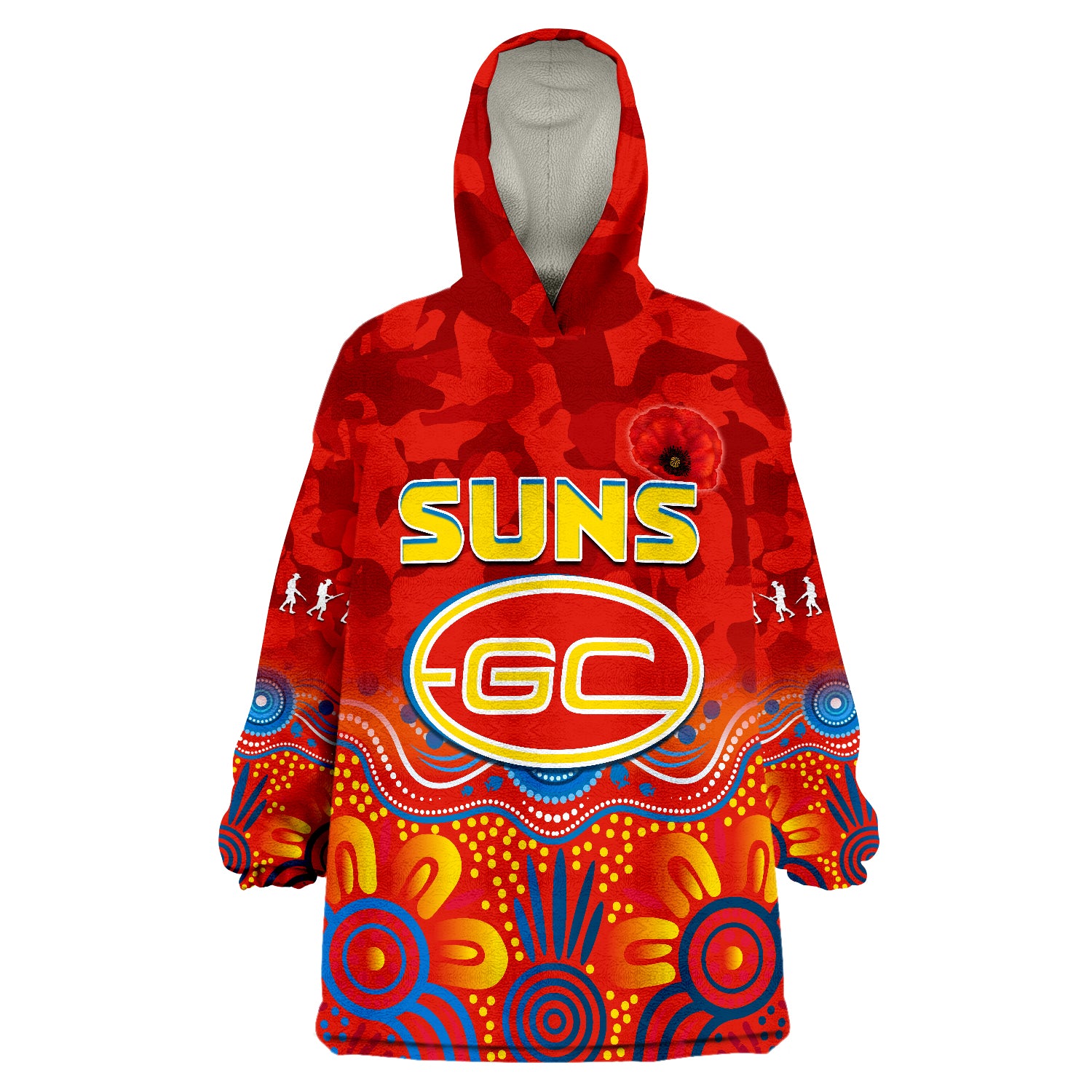 suns-anzac-2022-gold-coast-aboriginal-poppy-wearable-blanket-hoodie